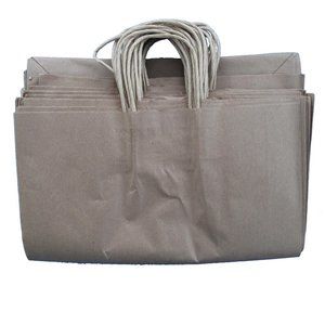 Natural Kraft Paper Bags | with Handles | Quantity 21 bags | Multipurpose shop